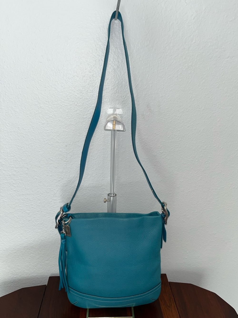 Coach Legacy Slim Shoulder Crossbody Bag in Teal Pebbled Leather 1427 like new - Picture 13 of 15